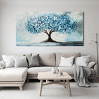 Canvas Wall Art Decor Canvas Art Wall Decor Tree of Life Wall Art Modern Blue White Wall Art Prints Large Artwork for Walls Wall Art Pictures for Living Room for Bedroom Office Decor 24" X 48"