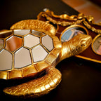 Vintage Wall Sculpture Animals Turtle Mirrors - Gold Resin Glass Wall Decor, Perfect for Victorian and European Themed Homes