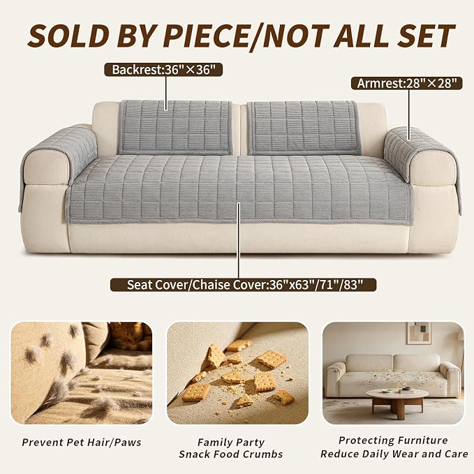 Velvet Couch Covers for Sectional Sofa Washable, Non-Slip L Shaped Sectional - Image 4