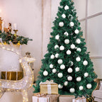 Lulu Home Christmas Ball Ornaments, 24 Ct 2.36" Pre-Strung Hanging Ornament Decorations, Xmas Shatterproof Plastic Balls for Holiday Party Wreath Garlands Trees, White