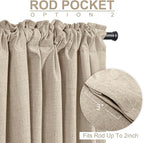 Linen Textured Total Blackout Sliding Door Curtains 90 Inches Long, Oatmeal | - Image 4