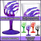 Yungyan 60 Pcs Halloween Skeleton Hand Plastic Goblets Set 12 oz Spooky Skeleton Hand Goblets Halloween Clear Cups Wine Glasses Creepy Champagne Decorations for Party Haunted House 4 Color