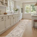 Washable 2.6x12 Runner Rug - Area Rugs Neutral Vintage Distressed Floral Farmhouse Boho Large Soft Floor Rug Indoor Carpet for Hallway Entryway Kitchen Home - Brown/Multi