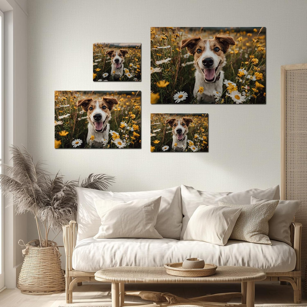 Custom Canvas Wall Art with Photo, Personalized Portrait Frame with Wedding Baby Pet Family Picture, Custom Poster for Living Room Wall, Personalized Picture Gifts for Anniversary Multiple Sizes