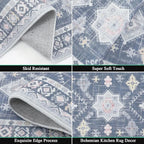 HEBE Boho Kitchen Rugs Set of 3, Non Slip Washable Kitchen Mats - Image 4