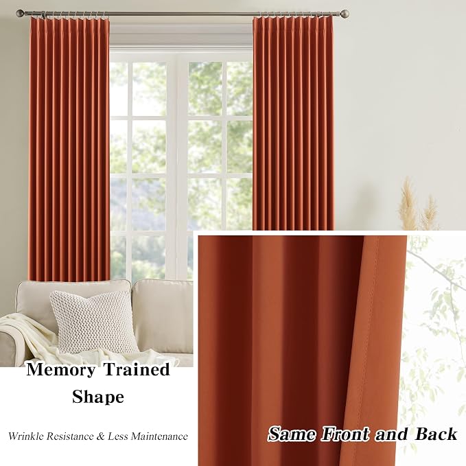 Extra Long Pinch Pleated Curtains 120 Inches Long 2 Panels Set, Pleat - Image 6
