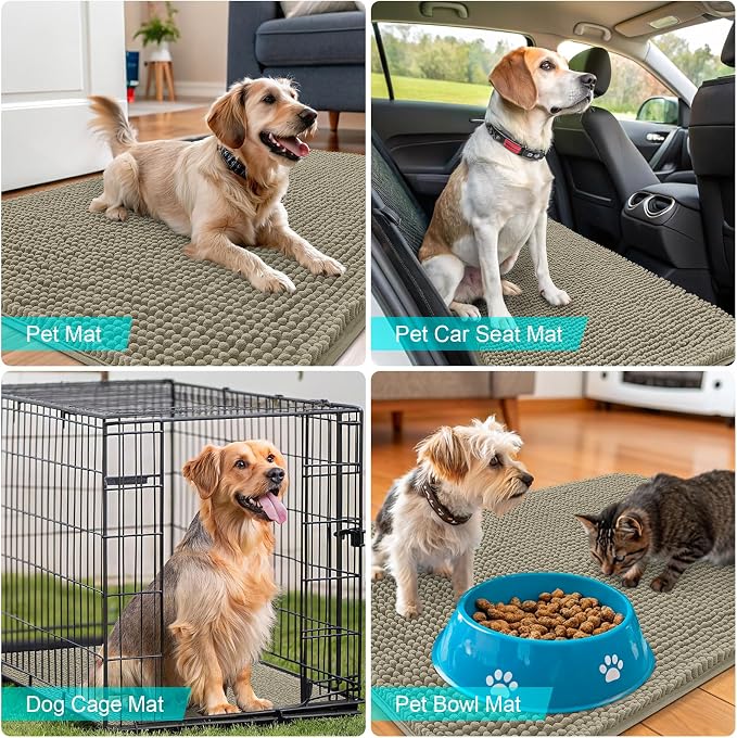 OLANLY Dog Door Mat for Muddy Paws 44x24, Super Absorbent Chenille Mud Mat | - Image 7