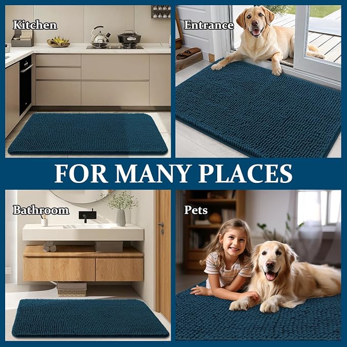 OLANLY Dog Door Mat for Muddy Paws 50x30, Super Absorbent Chenille Mud Mat | - Image 8
