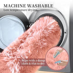 ORINOVA Pink Washable Shag Round Rugs 6.6ft Soft Plush Faux Sheepskin Fuzzy Fur - Image 5