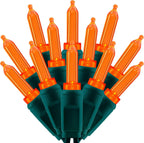 100 Orange One-Piece LED Christmas Lights, 33 ft Green Cord High Waterproof UL Certified T5 Outdoor String Lights (Orange)