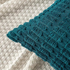 MIULEE Euro Sham Corduroy Decorative Throw Pillow Covers 24x24 Teal | Pack of 2 - Image 6