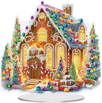 MEIYUDA Christmas Diamond Art Tabletop Kits, Christmas House Diamond Art Painting Desktop Ornaments for Adult, DIY Special Shaped Crystal Desk Placement Ornament for Home Office Decor Crafts Gift
