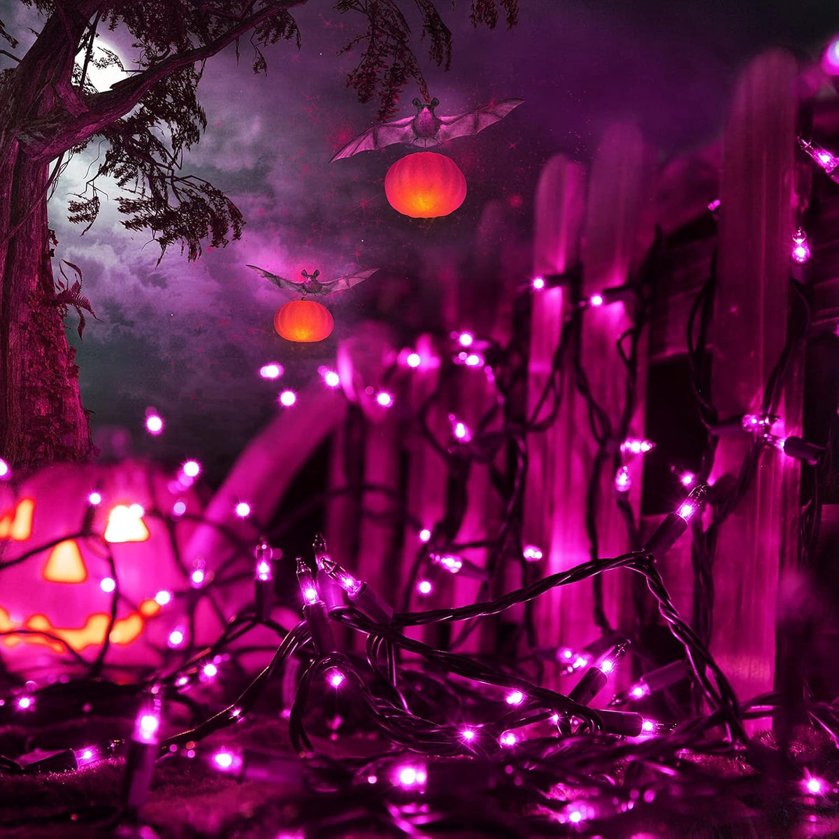 Toodour Purple Halloween Lights, 12.5ft 50 Count Incandescent Halloween String Lights, UL Certified Connectable Mini Bulbs String Lights for Home, Garden, Porch, Yard, Patio, Party, Indoor Decoration