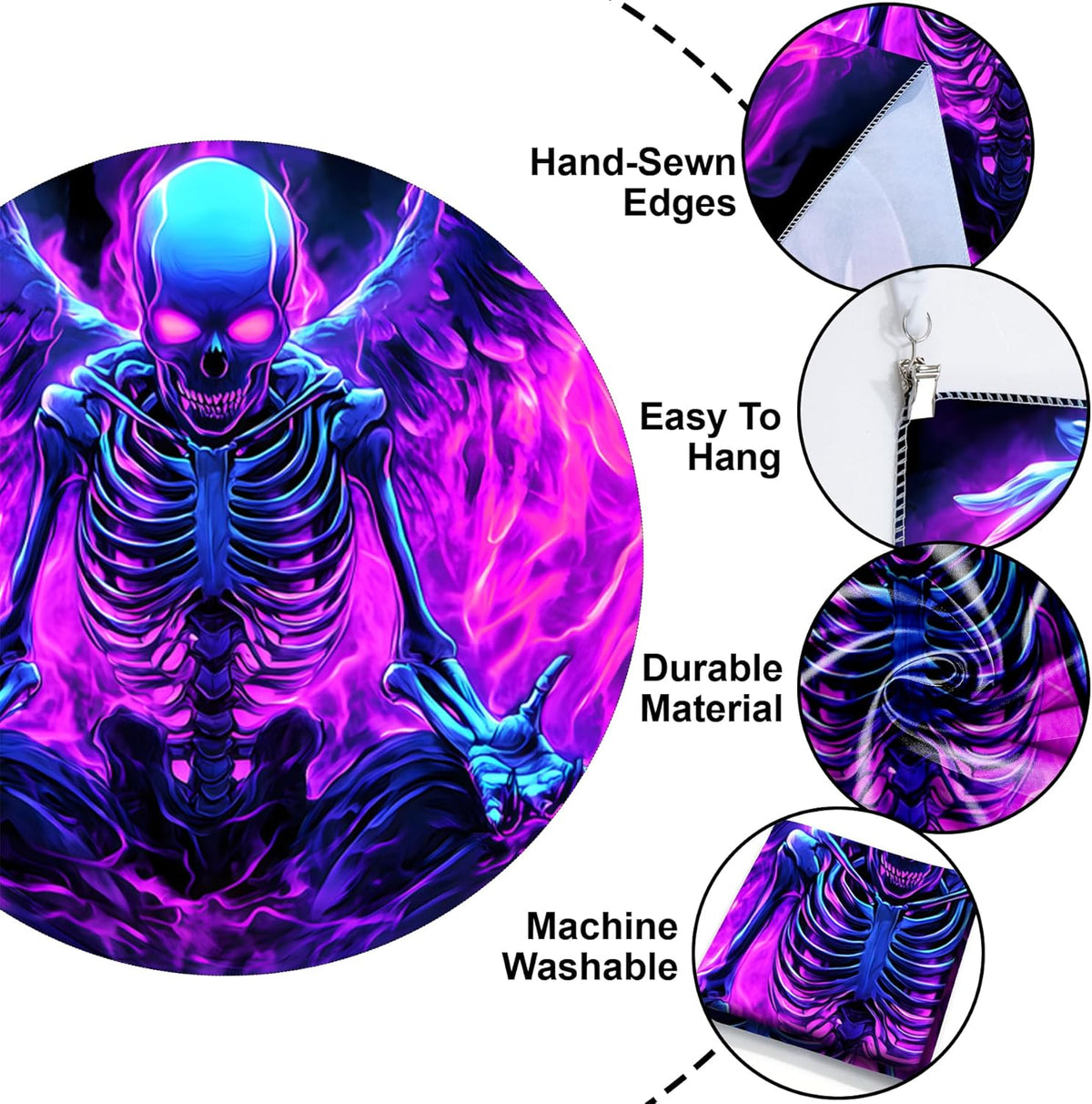 Blacklight Tapestry,WingTapestry Glow In The Dark,UV Reactive Black Light Upright Posters Wall Hanging for Bedroom Dorm Living Room Backdrop Decor (wing14, 90L" x 70W")