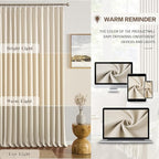 Cream Beige Blackout Curtains 100 Inches Long, Vertical Draft Privacy Window - Image 7