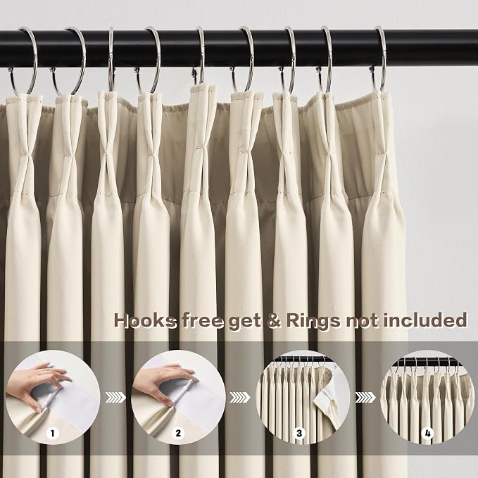 104 Inch Long Pleated Curtains 2 Panels, Memory Trained Pinch Pleat Drapes - Image 2