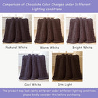 Bigacogo Chunky Knit Throw Blanket for Couch, 40x40 inches, 100% Hand Knitted with Thick Jumbo Chenille Yarn, Cozy Soft Large Rope Knot Cable Crochet Blankets for Sofa Bed Living Room, Chocolate