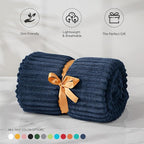 BEDELITE 3D Ribbed Jacquard Navy Fleece Twin Blanket - Image 3