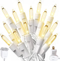 PREXTEX 10 Ft String Lights with Christmas Tree Light Warm White - Indoor/Outdoor Decor - Xmas Lights for Holidays, 50 Twinkle LED Lighting on White Wire - Multi-Strand Connectable