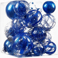 Clear Christmas Ball Ornaments,24ct Shatterproof Plastic Decorative Christmas Ornaments Hanging Xmas Tree Baubles Set for Holiday Party Home Decor(Blue)