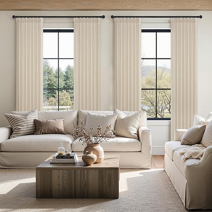 Topfinel Pinch Pleated Curtains 90 Inches Long 2 Panels Set, Sand Beige Semi - Image 5