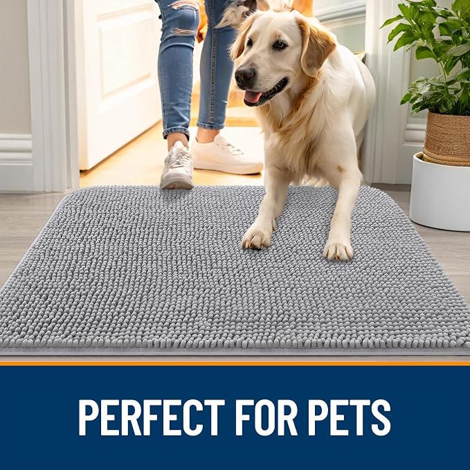 OLANLY Dog Door Mat for Muddy Paws 47x24, Super Absorbent Chenille Mud Mat | - Image 6