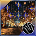 51'' Christmas Star of Bethlehem LED Star Hanging Lights Nativity Holy Family Light for Door Window Porch Wall Decoration Plug Operated Lighted Hanging Tree Topper(Blue, White)