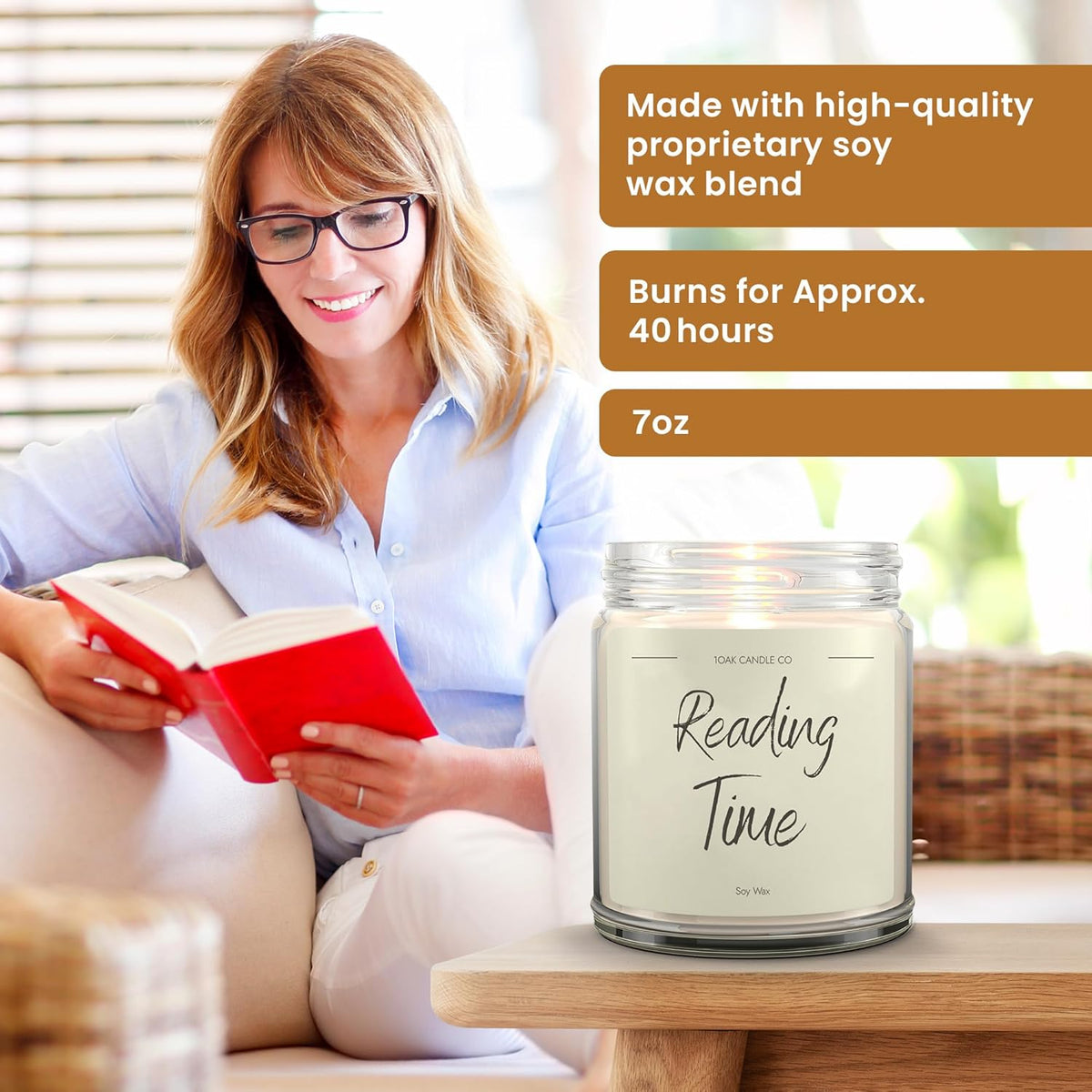 1OAK Vanilla Soy Candles - Reading Candle - Gifts for Readers - Cool Gifts for Book Lovers Women - Book Themed