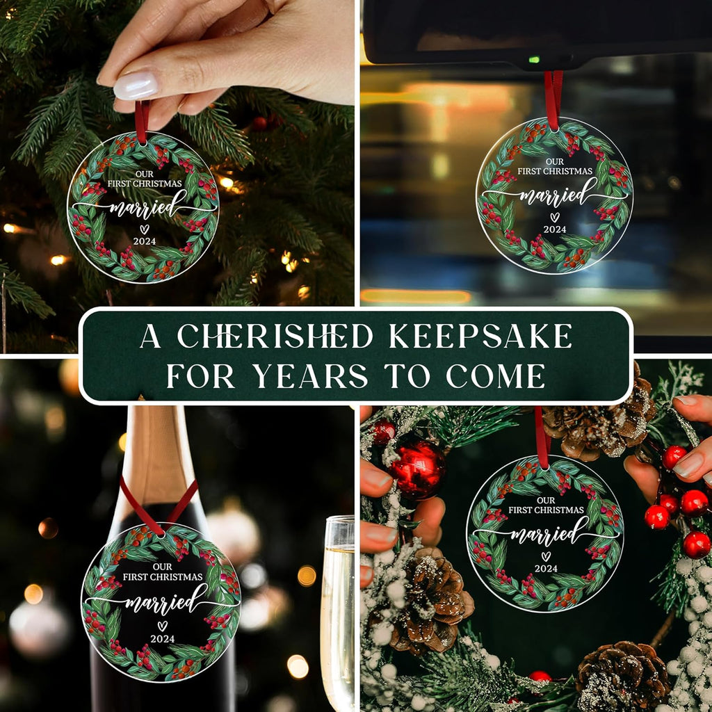Engagement Gifts for Couples, Our Christmas Married Ornament 2024, 1st Christmas As Mr and Mrs, Wedding Gifts for Couple 2024, Bridal Shower Wedding, Just Married Ornament