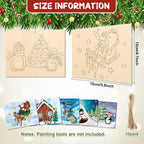 COCHIE 10 Pieces Large Christmas Unfinished Wood Crafts to Paint for Adults and Kids, Bulk Winter Predrilled Wooden Ornaments for Painting, Peppermint Candy House Paintable Wood Slices Craft Supplies