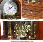 AYRELY® Wooden Table Anniversary Clock, Antique Shelf Clocks, Revolving Pendulum Mantel Clocks, Desk Grandfather Clock for Living Room, Home Decor Gift