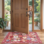 Red Floral Hallway Runner Rug 2x4 - Image 2