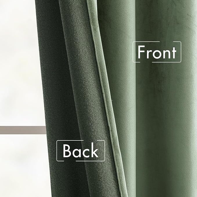 MIULEE Sage Green Velvet Curtains 52x63 inches Luxury Blackout Curtains | - Image 6