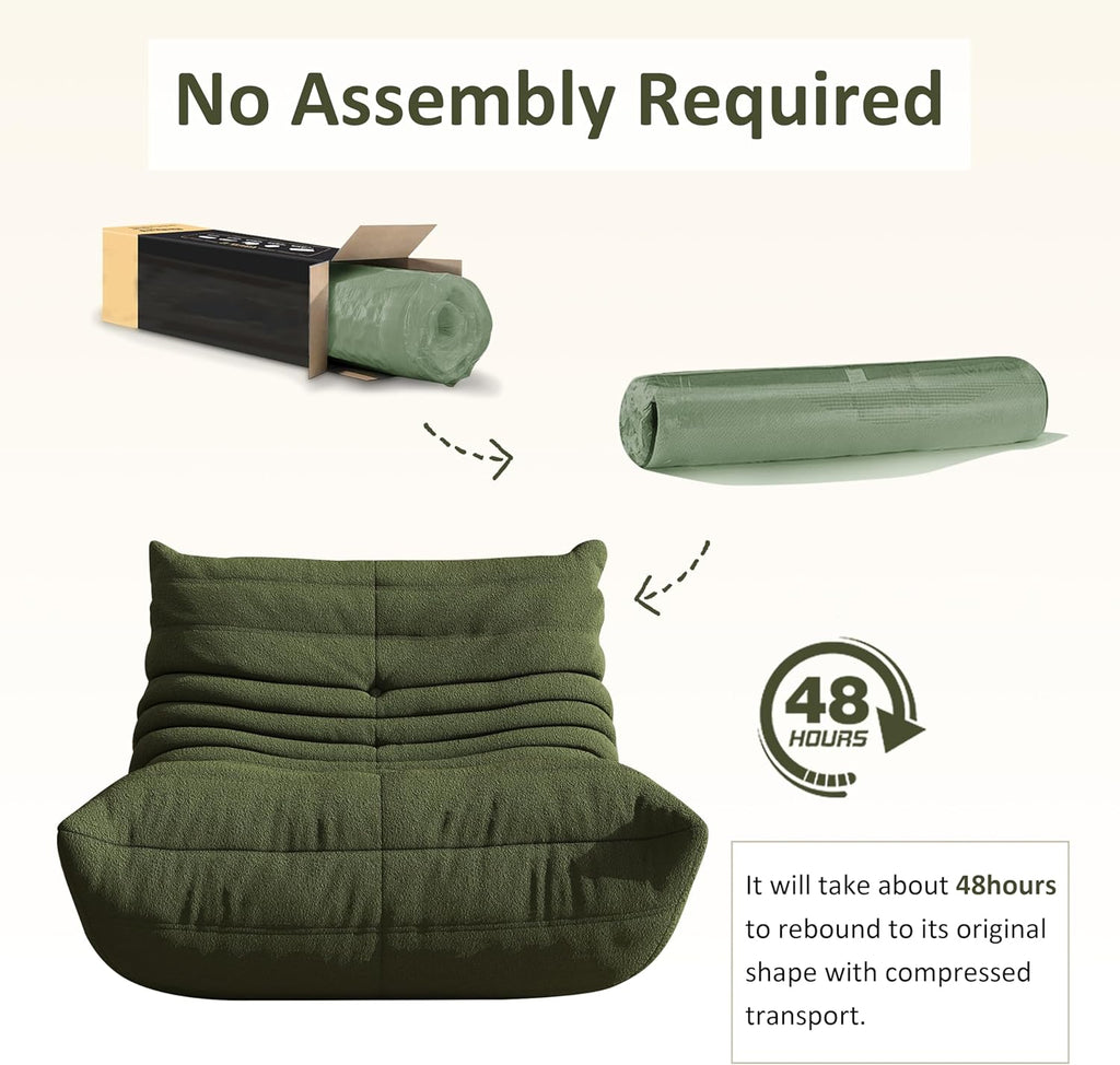 Bean Bag Chair, Oversized Bean Bag Chair for living Room, Fireside Chair for adults with Memory Foam Filled, Big Accent Sofa Lounge Floor Sofa for Gaming, Reading, Relax, No Assembly Required. (Green)