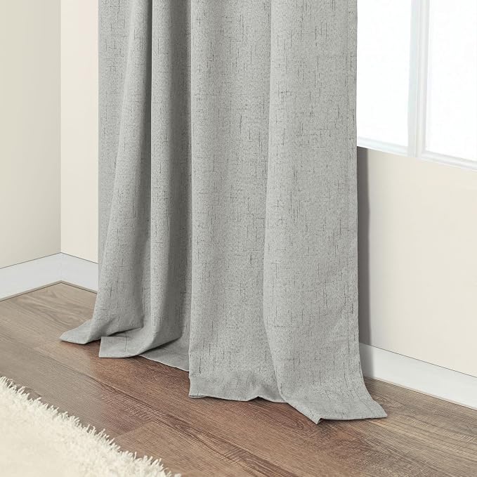 Pitalk 54 Inch Curtains 2 Panel Set 100% Blackout Linen Textured Room Darkening - Image 8