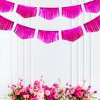 Hot pink Tassel Banner Double Sided Metallic Fabric Pennant Bunting Flag Garland for Birthday Bachelorette Anniversary Engagement Wedding Bridal Shower Graduation Pink Girl Party Decorations Supplies