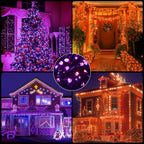 XTF2015 Orange Purple Halloween String Lights, Halloween Light 105ft 300 LED Color Changing, End to End Plug Waterproof Halloweens Decoration Lights Outdoor Indoor for Bedroom Patio Decor