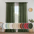 MIULEE Olive Green Linen Curtains 52x90 Inch Long by MIULEE