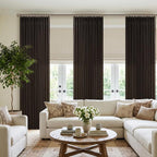 Linen Pleated Semi Sheer Dark Chocolate Back Tab Curtains 120 Inches Long | - Image 9