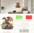 SENQAO Dragon Diamond Art Hanging Kit for Adult, Special Shaped Rhinestone, Double Sided DIY Acrylic Diamond Art Painting Window Pendants Home Garden Wall Hanging Kits Hanging Ornament (Sunflower)