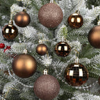 50pcs Christmas Ball Ornaments Brown Shatterproof Christmas Tree Ball Decorations Xmas Tree Large Xmas Ornaments Balls with Hanging Loop for Xmas Wedding Holiday Party Wreath Home Decor