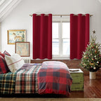 Short Blackout Curtains for Bedroom Christmas Red 38 x 45 Inch | Thermal - Image 6