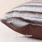 decorUhome Fall Faux Fur Throw Pillow Covers 16x16 Set of 2 Brown White | - Image 8