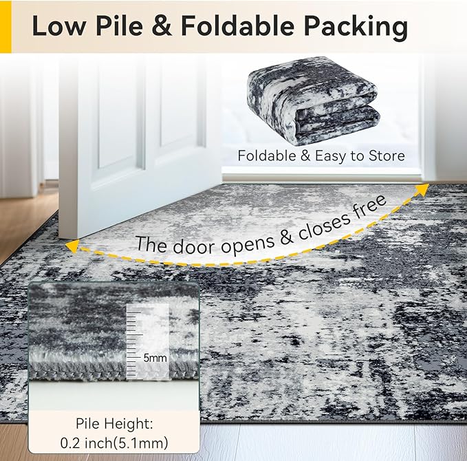 RELEANY Washable 5'x7' Abstract Area Rug - Image 5