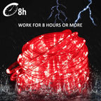 JMEXSUSS Solar Rope Lights, 2 Pack 100 LED 33ft 8 Modes Solar Rope Lights Outdoor Waterproof Red LED Christmas Light for Tent Gazebo, Trampoline, Walkway, Pool Decor(Red)