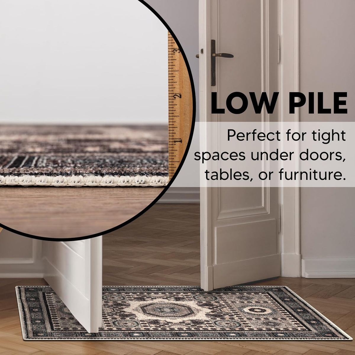 Keen Home Design 2x3 Rug - Machine Washable Entry Rug with Non-Slip Backing, Ideal for Enteryway, Kitchen, Bathroom, Laundry Room - Vintage, Easy Clean, Durable, Low Pile Rug - (2' x 3')