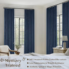 Navy Blue Blackout Linen Curtains 108 Inches Long - Image 2