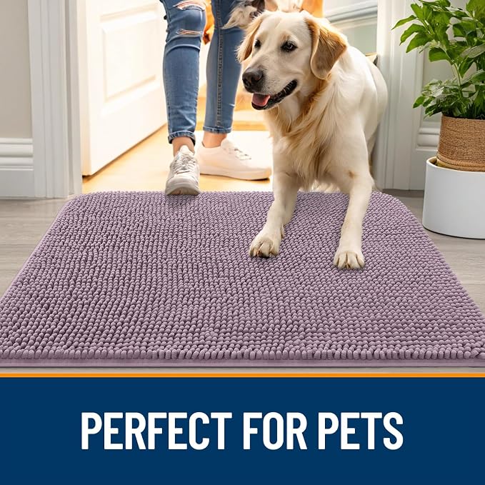 OLANLY Dog Door Mat for Muddy Paws 35x24, Super Absorbent Chenille Mud Mat | - Image 6