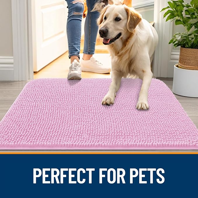 OLANLY Dog Door Mat for Muddy Paws 40x24, Super Absorbent Chenille Mud Mat | - Image 6