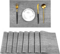 Leetaltree Grey Placemats, Heat Resistant Non-Slip Place mats for Dining Table, Washable Durable PVC Vinyl Woven Table Mats (Set of 8)